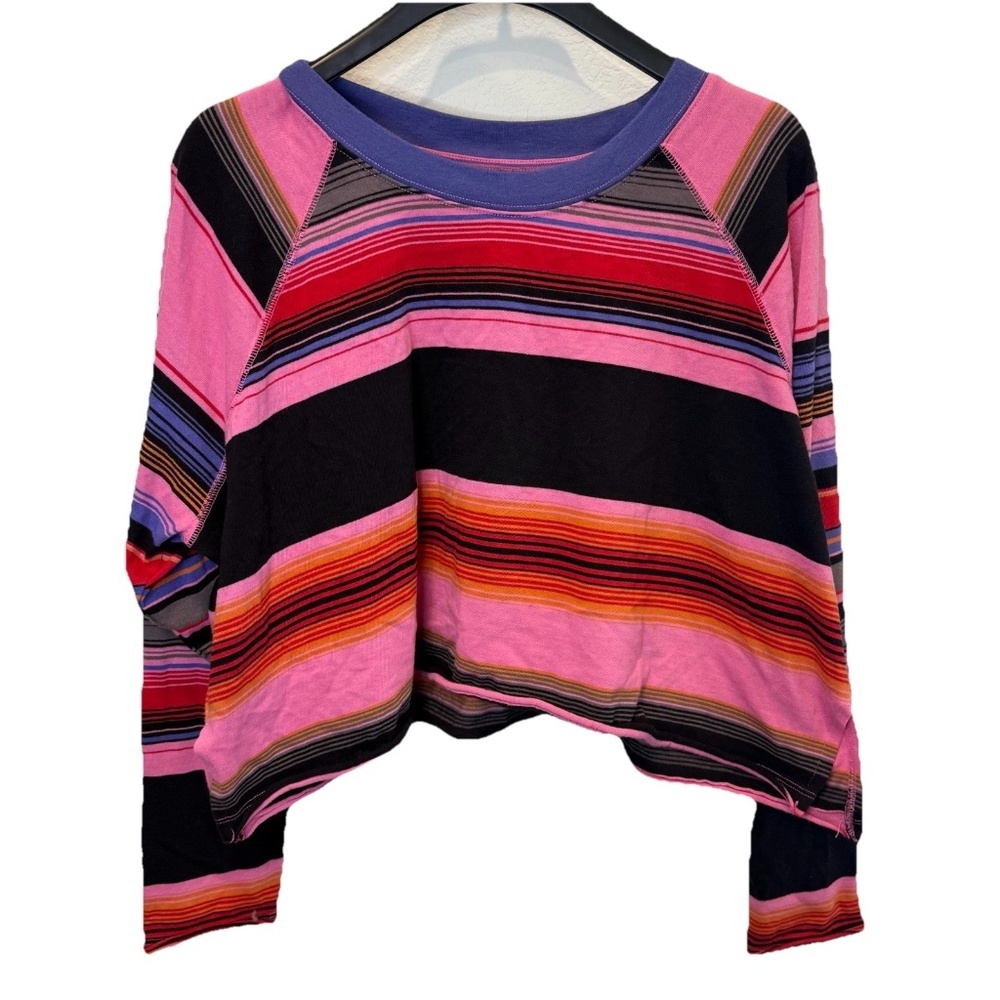 Free People We The Free Stripe Baja Long Sleeve Shirt Multicolor Boho Medium